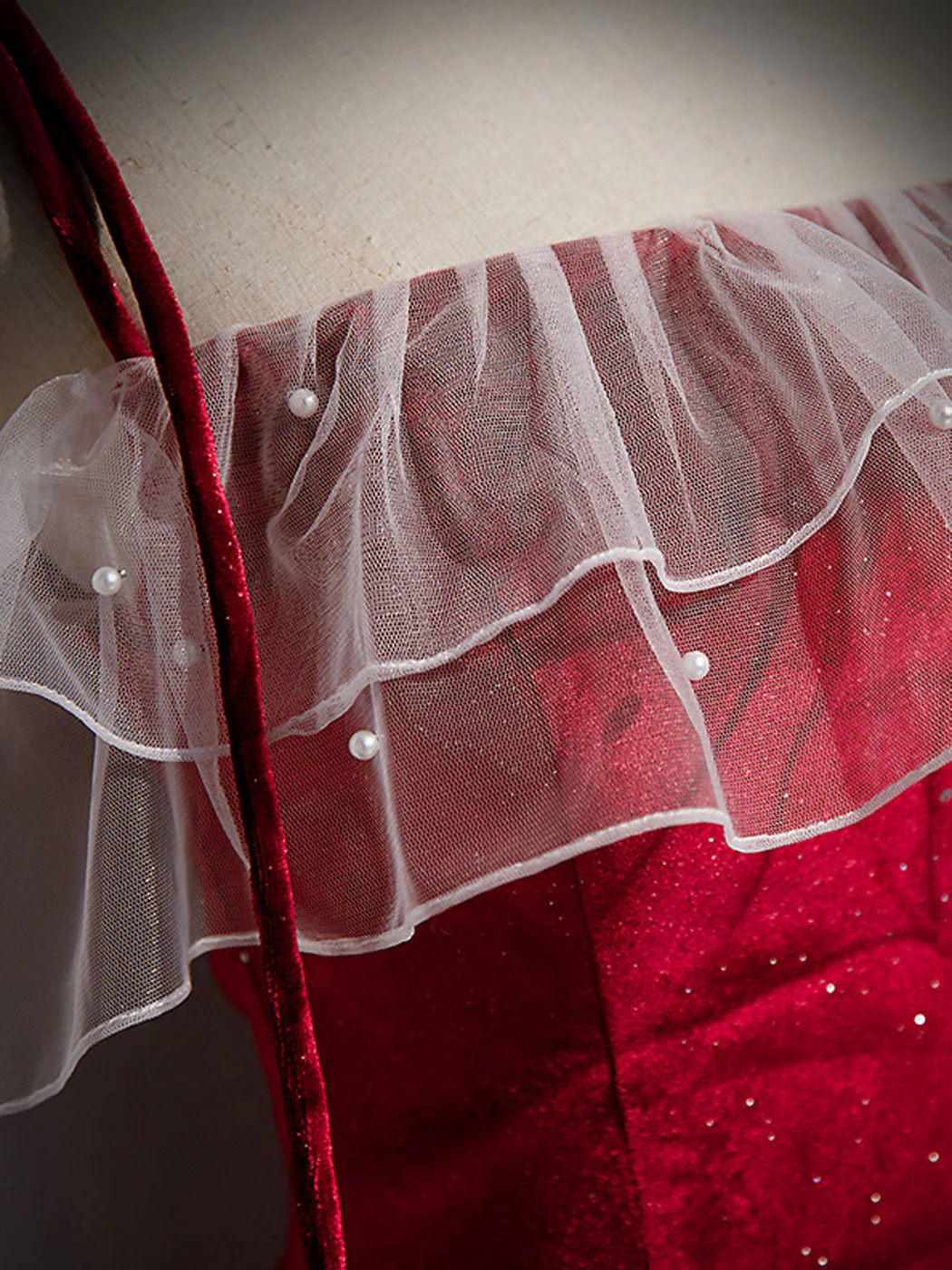 Burgundy Mermaid Long Prom Dress Velvet Formal Gown - Afbeelding 4