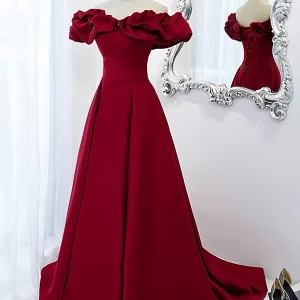 Uit de schouder rode galajurk Black Girl Slays