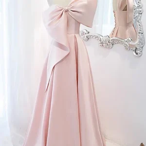 Roze lange zoete 16e feestjurk met grote strik