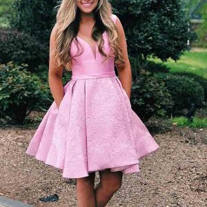Roze korte homecoming-jurk | Korte galajurk