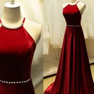 Rode eenvoudige galajurk | Lange avondjurk formele kleding