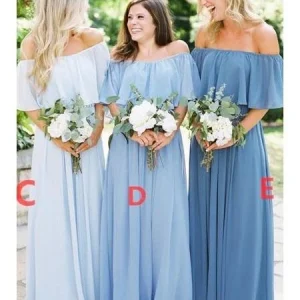 Verfijnde herfst chiffon Boho off-shoulder lange zomer bruidsmeisjesjurken
