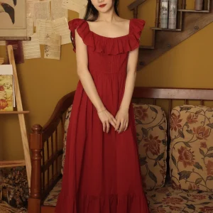 Zomerjurken van chiffon met ronde hals