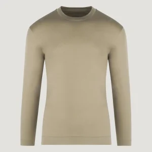 Long sleeve T-shirt mercerized katoen taupe