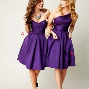 Korte paarse bruidsmeisjesjurken Mismatch bruidsmeisjesjurken