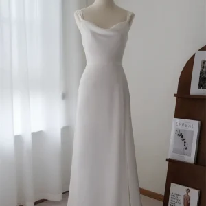 Simple Cowl Neck Slip Wedding Dress