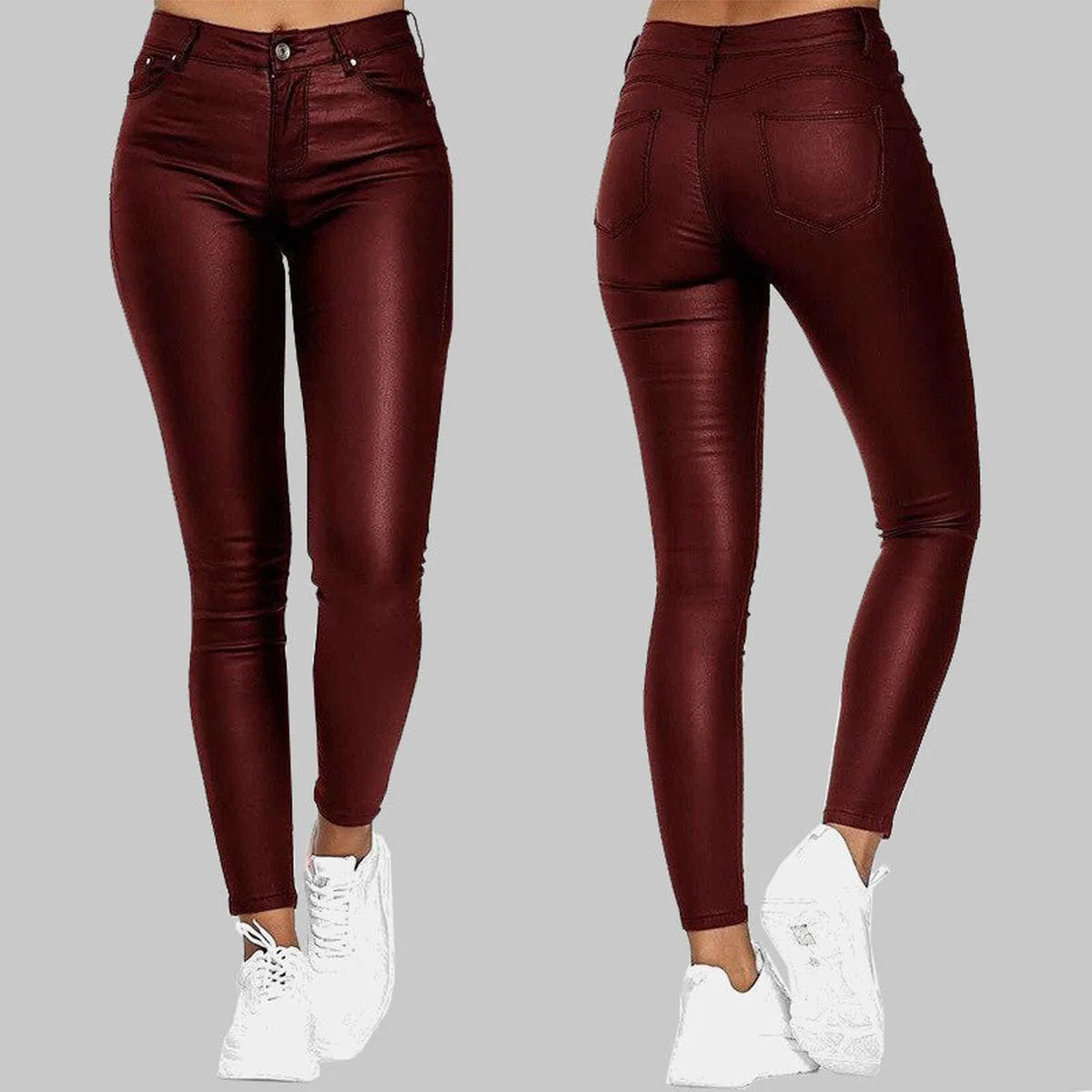 PU Leren Skinny Broek Voor Dames | Hoge Taille Stretch Kunstleer Legging - Afbeelding 7