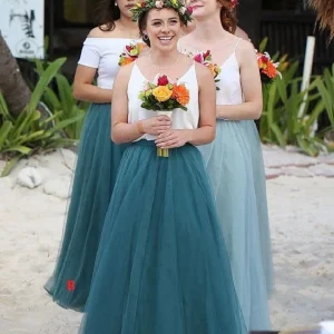 Casual strand tule zomer strand tweedelige bruidsmeisjes jurken sets