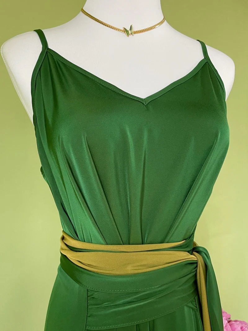 Tie taille groene zomer maxi-jurk - Afbeelding 4