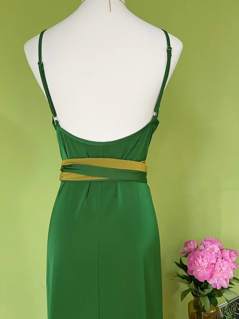 Tie taille groene zomer maxi-jurk - Afbeelding 6