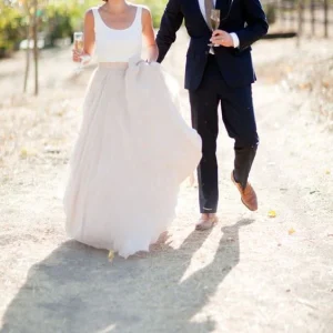 Trendy tweedelige trouwjurk met tule rok in landelijke stijl, bruidsjurk in casual stijl, 20082350