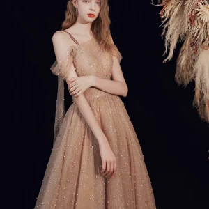 Tule maxi champagne promjurk