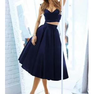 Tweedelige marineblauwe homecoming-jurk Eerstejaars homecoming-jurk,GDC1083