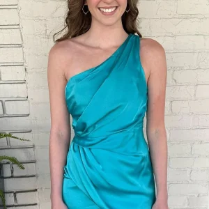 Unieke Teal één schouder Homecoming-jurk