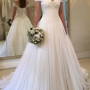 Unieke land Tule off schouders bruidsjurk trouwjurk