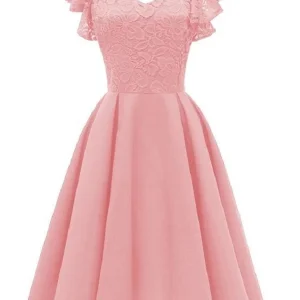Vintage korte roze galajurk voor tieners met ruches bandjes roze homecoming dress1626P