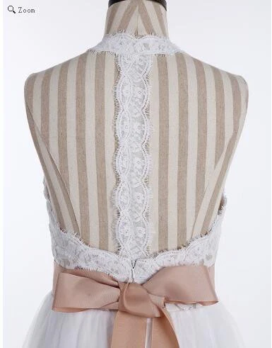 Doorzichtige halter kanten top pure backless Boho trouwjurk - Afbeelding 5