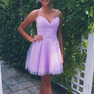 Stunning Sweetheart Neck A-Line Purple Prom Dress with Straps for Homecoming