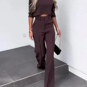 LIZE | 2-Delige Chique Dames Set Panthalon Met Croptop - Tijdloos & Elegant