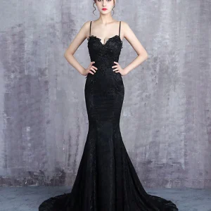 Stunning Black Mermaid Evening Prom Dress