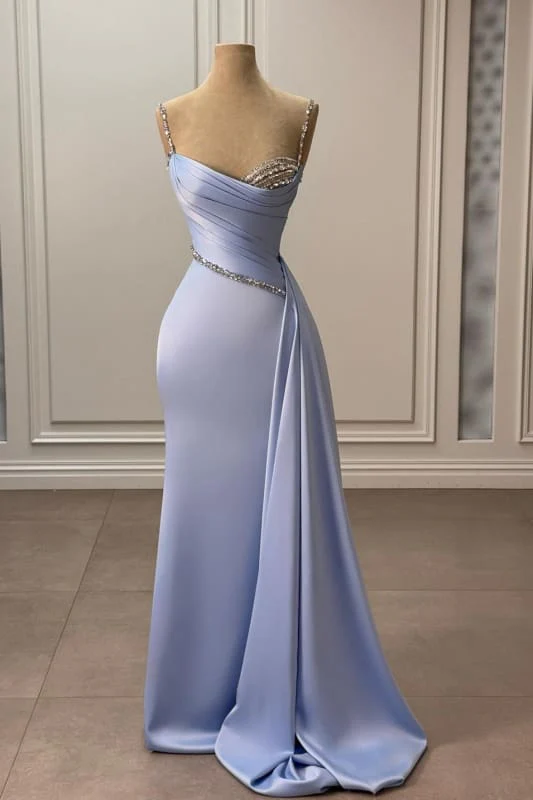 Charming Ruched Satin Mermaid Prom Dress Long with Train, Elegant Formal Gown - Afbeelding 2