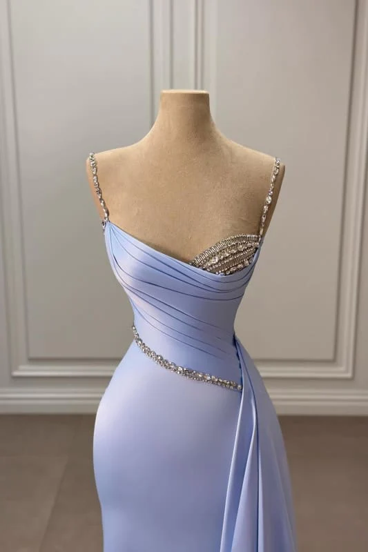 Charming Ruched Satin Mermaid Prom Dress Long with Train, Elegant Formal Gown - Afbeelding 3