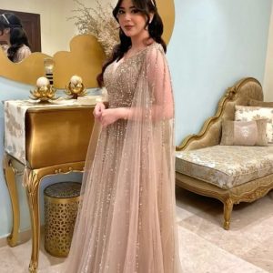 Charming V-Neck Beaded Sequins A-Line Prom Dress: Elegant Sparkle for Special Occasions