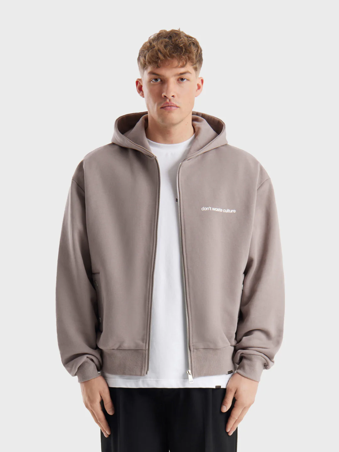 Don't Waste Culture Ale Zip Hoodie | Warm Grey - Afbeelding 2