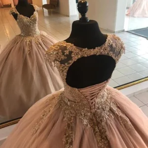 Tulle Ball Gown Prom Dress A-Line Sleeveless Lace-Up Back