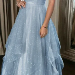 Beautiful Blue Evening Prom Dress Long Gown