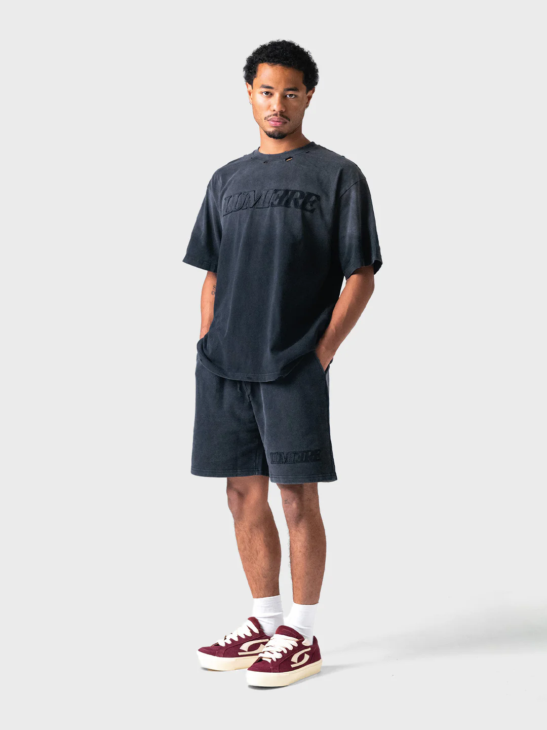 Lumi3re Fade Logo Shorts | Washed Black - Afbeelding 3