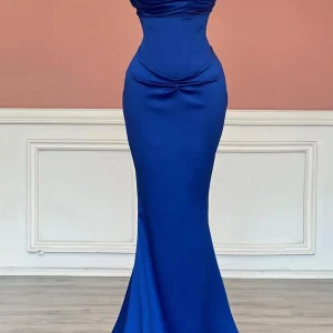 Royal Blue Sequin One-Shoulder Long Mermaid Prom Dress