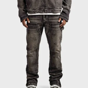 Rivero Embossed Worker Jeans | Black