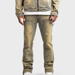 Rivero Embossed Worker Jeans | Pale