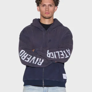 Rivero INTL. Waffle Zip Hoodie | Washed Navy