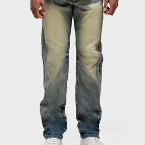 Rivero Segmented Washed Jeans | Blue/Sand